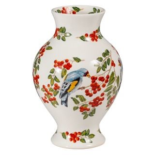 ceramic vase with a bird in the rowan