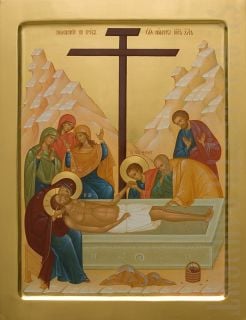 painted icon christ in the tomb