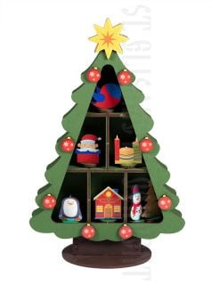 wooden Christmas Tree with small toys