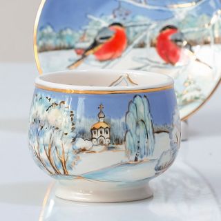 Blue Winter Landscape Coffee Cup and Saucer