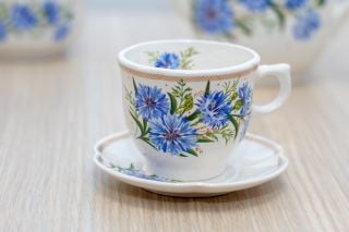 Cup & Saucer Set with an image of Cornflowers 