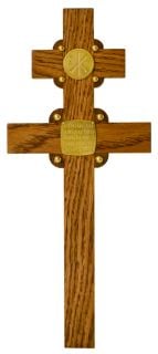 Handmade table cross with stones and pearls and gold