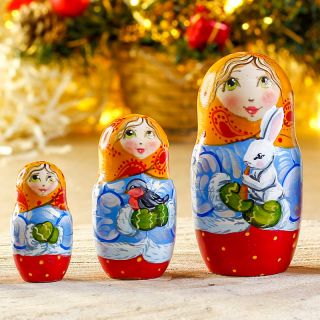 winter Nesting dolls with animals
