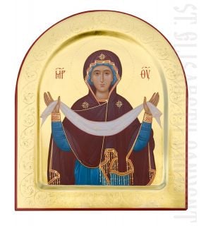 Handpainted icon of the Holy Protection of the Mother of God