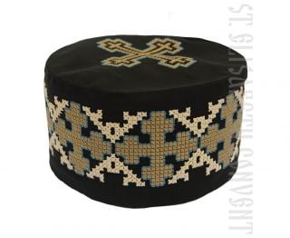 serbian greek skufia with embroidered crosses