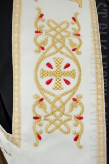 white velvet protodeacon's orarion with embroidery