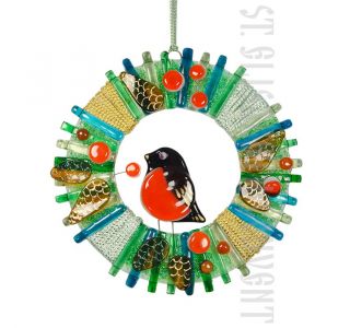 christmas wreath with bird