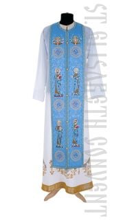 Red epitrachelion with Apostles and Archangels embroidery