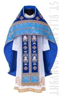 blue russian style vestment