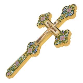 enamel green cross with crucifix for a priest
