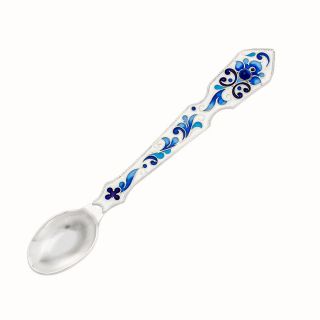 silvered spoon with enamel