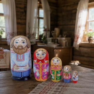 Family and Cat nesting doll