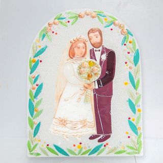 hand-painted glass panel wedding with flowers