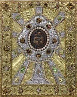 Icon with metal oklad with semi-precious stones