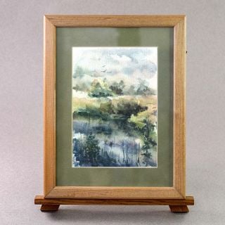 watercolor handdrawn river bank painting