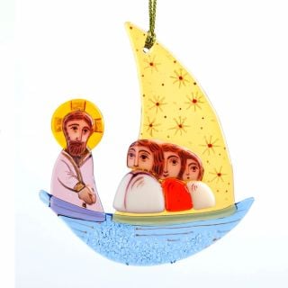 handmade glass boat with Jesus