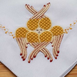  White Church Corporal with Cherubim and Cross (silk threads)