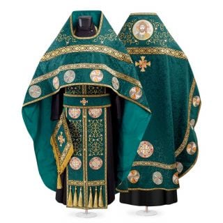 green decorative priest vestment with medallions