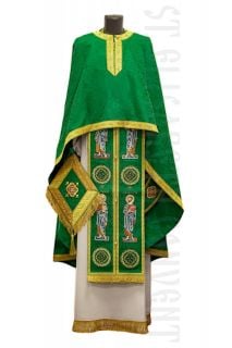 green Greek-style priest vestment with a cross