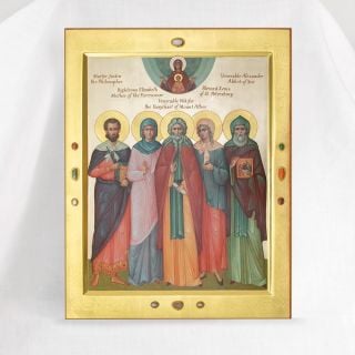 hand-painted icon of saints for home prayer to patron saints