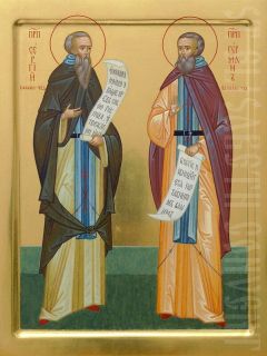 painted icon of saints sergius and herman