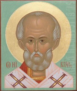 hand painted icon of st nicholas