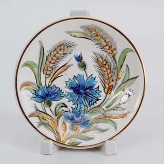 Coffee Cup and Saucer Set with Corflowers and Crops