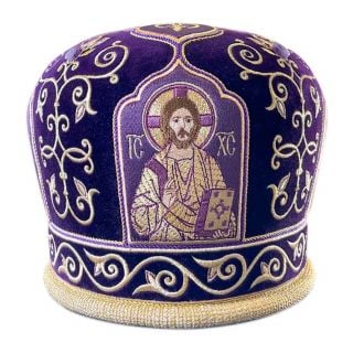 Mitre with Embroidered Icons & Semi-Precious Stones zsh-m-16-6