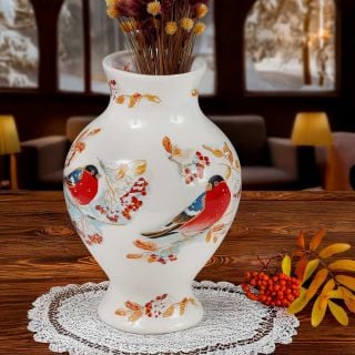 ceramic vase with robins