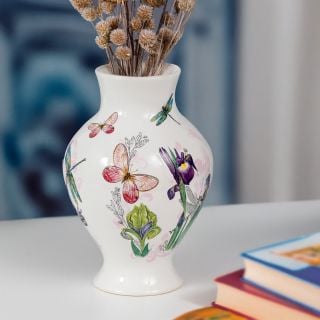 ceramic vase with irises