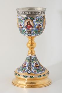 chalice with enamel and laser-graved prayer