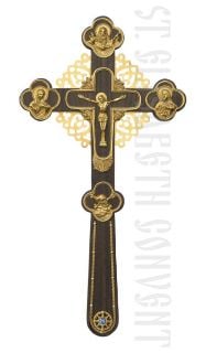 Holy table cross black wood with semi-precious stones
