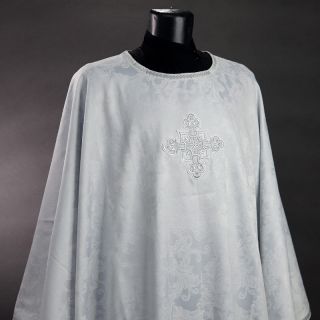 white/silver Chasuble and a stole with sewn cross