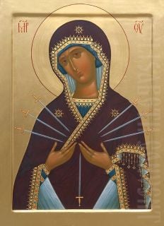 painted icon of the theotokos of the seven arrows