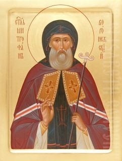 painted icon of st mitrophan of voronezh