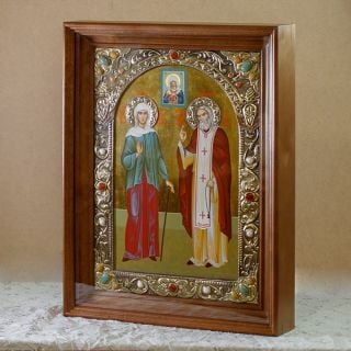 icon of saint Xenia of Petersburg and saint Seraphim of Sarov