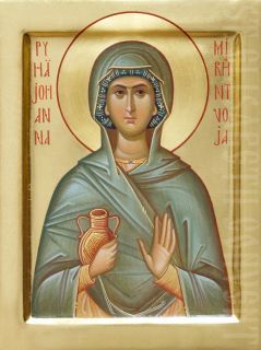 painted icon of holy myrrhbearer joanna 