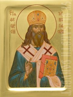 handpainted icon of st theodosius of chernigov