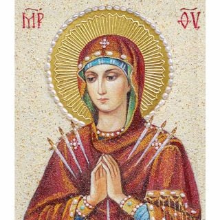 handmade icon of the Mother of God of softening of evil hearts