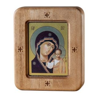wooden icon of Saints in frame