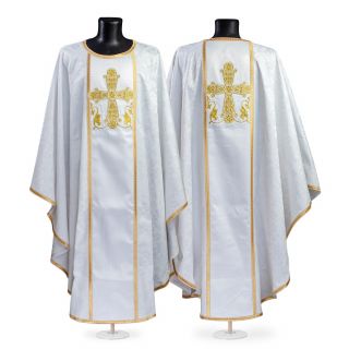 White chasuble with embroidered cross