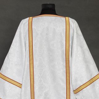 White Deacon dalmatic and stole set with galloon