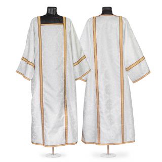 White Deacon dalmatic and stole set with galloon