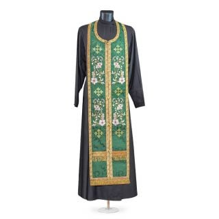 Green Russian-style priest vestment with sakura embroidery 