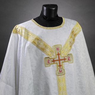 White chasuble with sewn big crosses