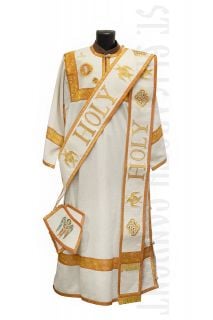 Protodeacon vestment: white sticharion and orarion with golden embroidery