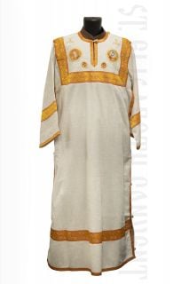 Protodeacon vestment: white sticharion and orarion with golden embroidery