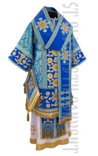 blue bishop's vestment with embroidery