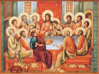 Mystical supper of crushed semi-precious stones with pearls 