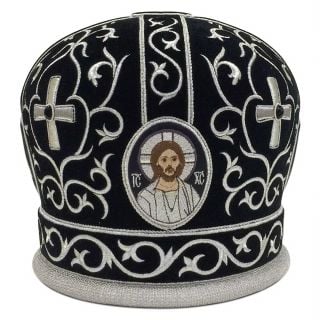 Lenten mitre with embroidered icons and patterns 